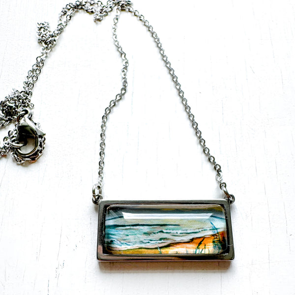 Outer Banks Seascape Sketch II - Bar Necklace