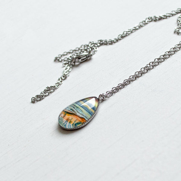 Outer Banks Seascape Sketch II - Stainless Steel Teardrop Necklace or Set