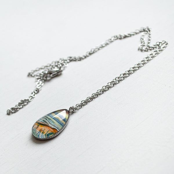 Outer Banks Seascape Sketch II - Stainless Steel Teardrop Necklace or Set