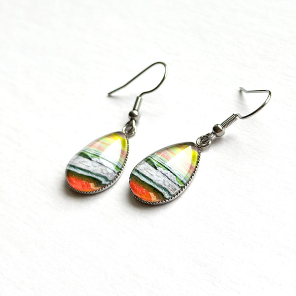 Pastel Seascape I - Stainless Steel Earrings
