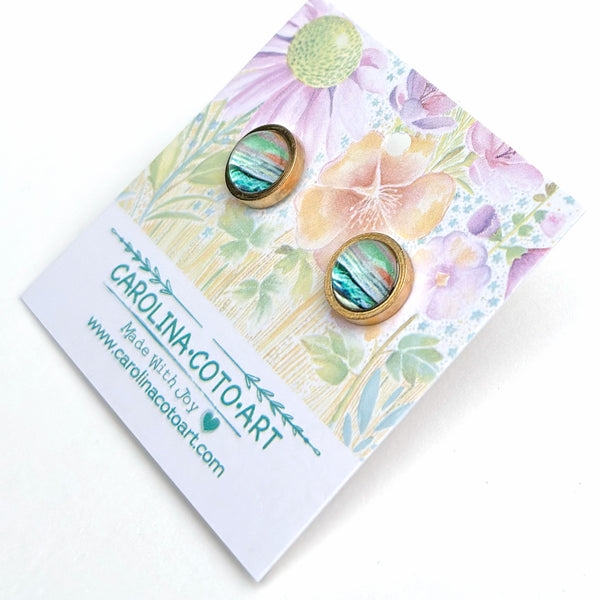 Pastel Seascape II - Stainless Steel Stud Earrings