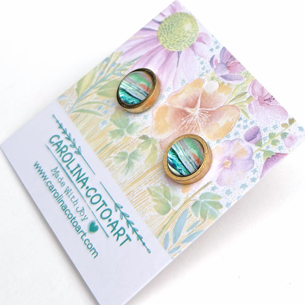 Pastel Seascape II - Stainless Steel Stud Earrings