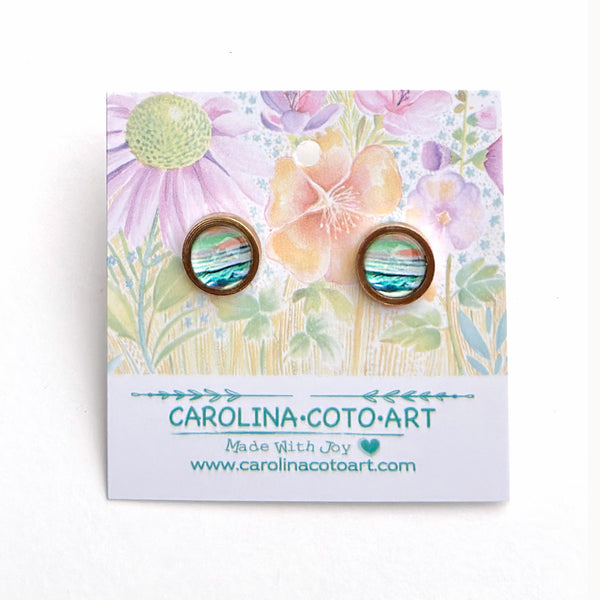 Pastel Seascape II - Stainless Steel Stud Earrings