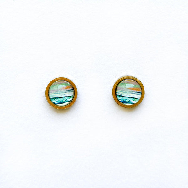Pastel Seascape II - Stainless Steel Stud Earrings