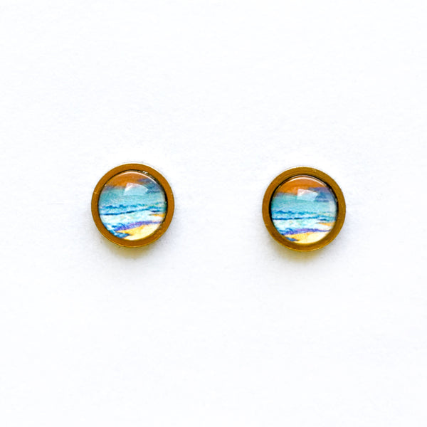 Peaceful Seascape I - Stainless Steel Stud Earrings