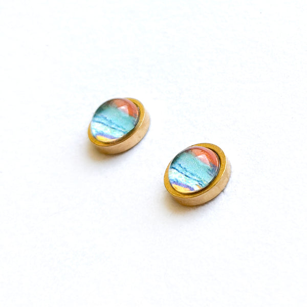Peaceful Seascape I - Stainless Steel Stud Earrings