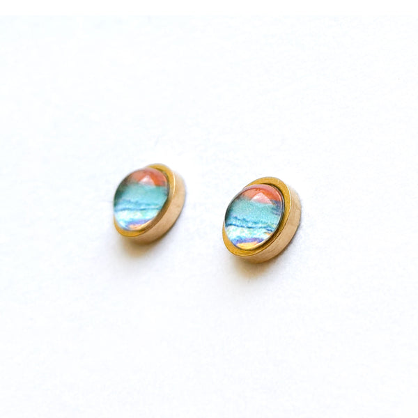 Peaceful Seascape I - Stainless Steel Stud Earrings