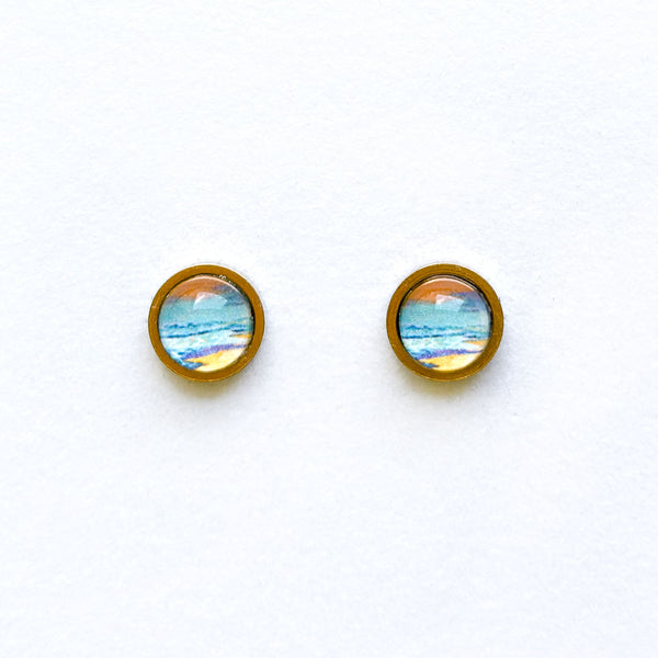 Peaceful Seascape I - Stainless Steel Stud Earrings