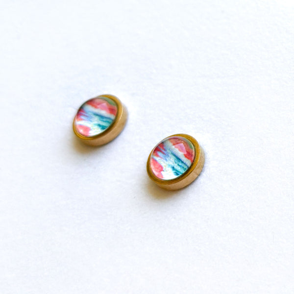 Peaceful Seascape II - Stainless Steel Stud Earrings