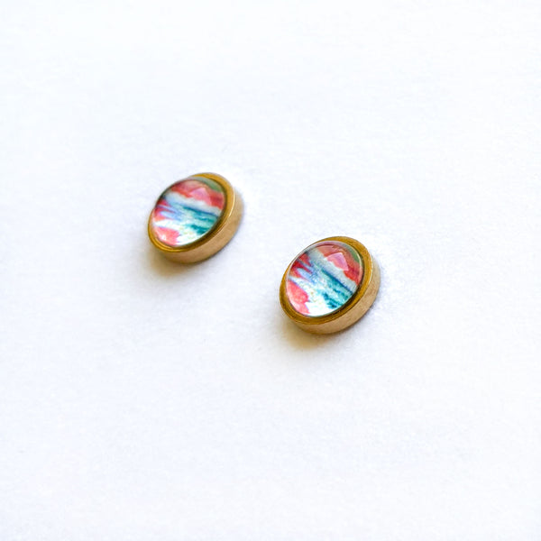 Peaceful Seascape II - Stainless Steel Stud Earrings