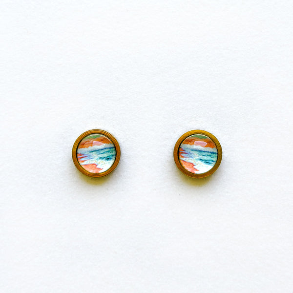 Peaceful Seascape II - Stainless Steel Stud Earrings