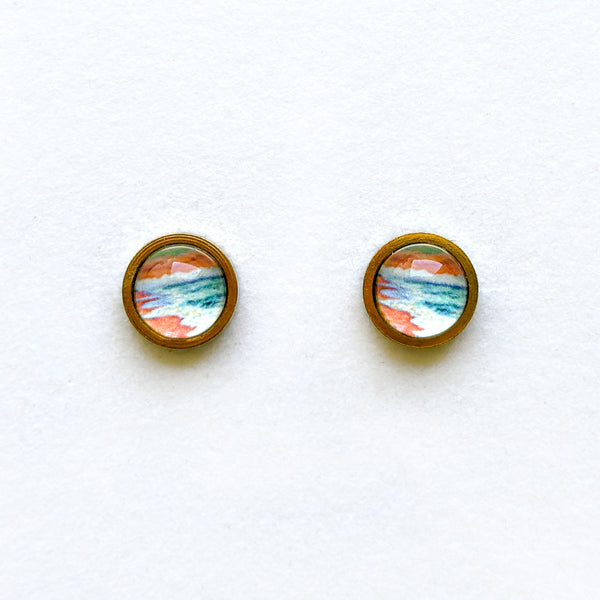 Peaceful Seascape II - Stainless Steel Stud Earrings
