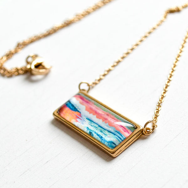 Peaceful Seascape II - Bar Necklace