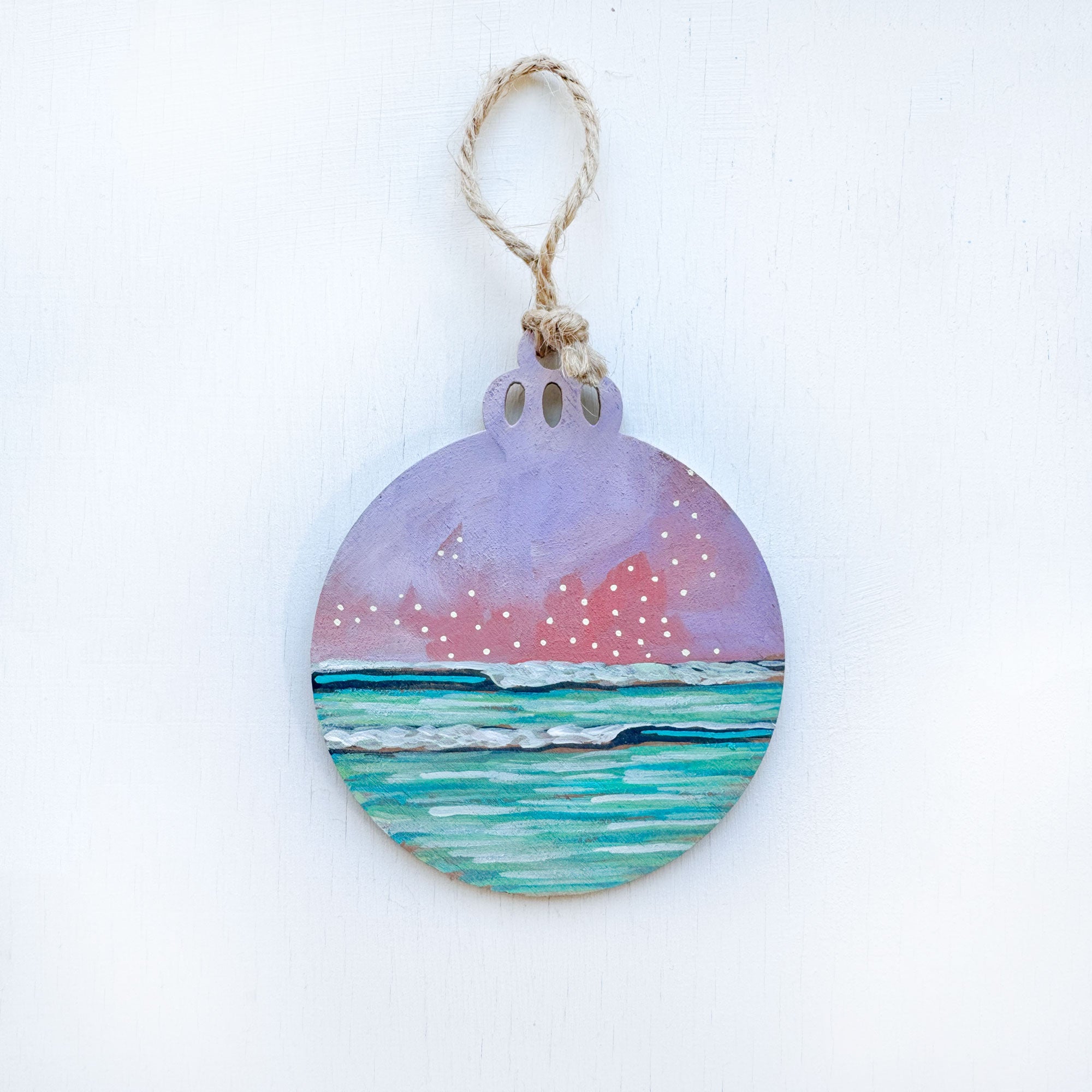 Pink and Purple Sky - Hand-Painted Christmas Ornament