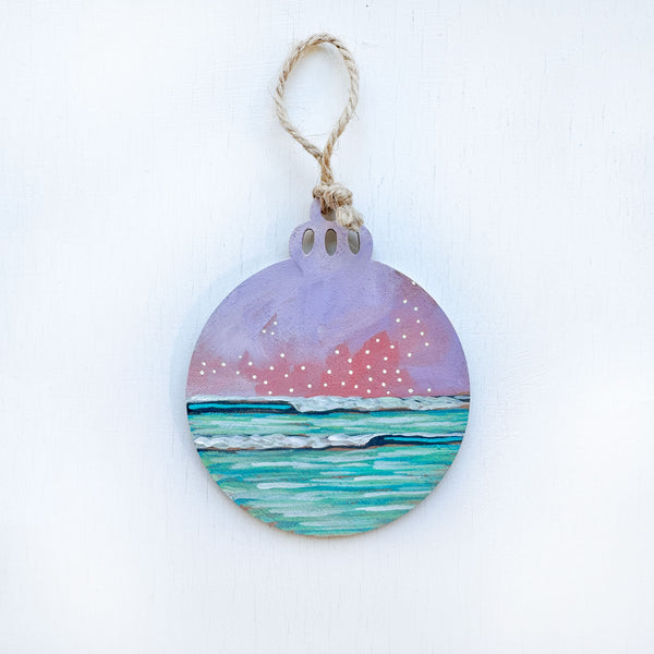 Pink and Purple Sky - Hand-Painted Christmas Ornament