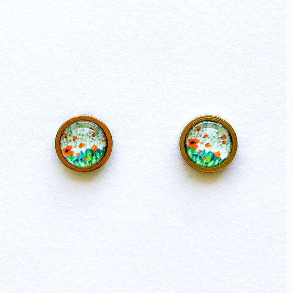 Poppies Field - Stainless Steel Stud Earrings