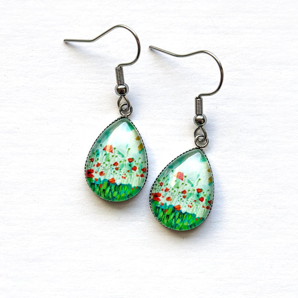 Poppies Field - Stainless Steel Earrings