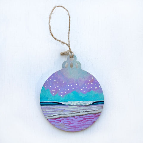 Purple Pink Ocean- Hand-Painted Christmas Ornament