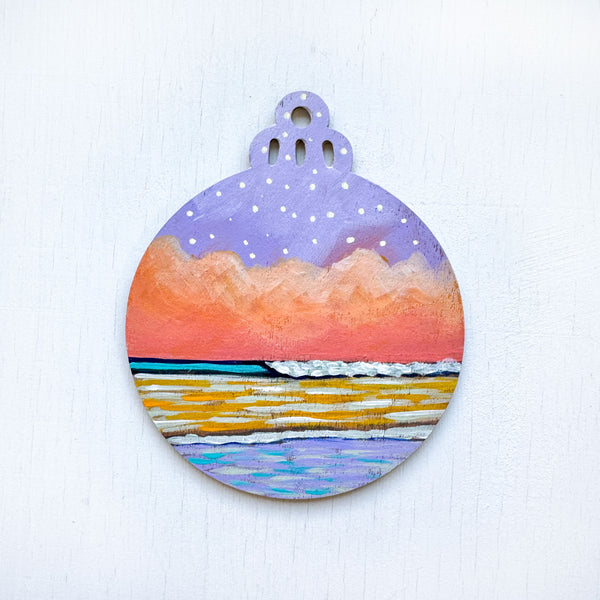 Purple Pink Ocean - Hand-Painted Christmas Ornament