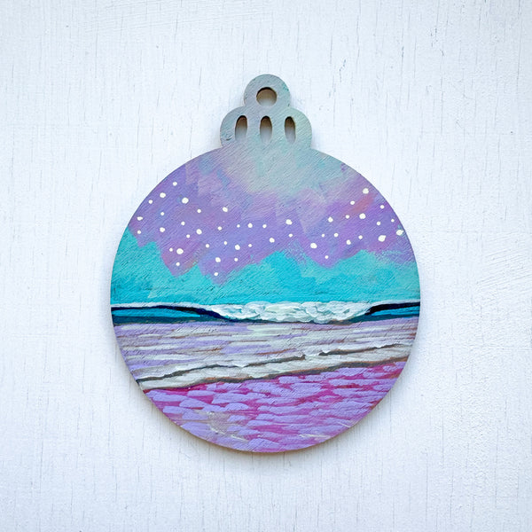 Purple Pink Ocean- Hand-Painted Christmas Ornament