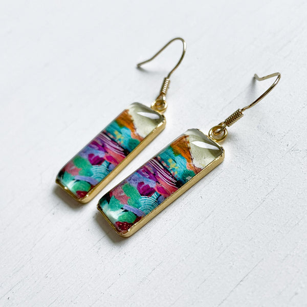 Quilted Mountains Bar Earrings