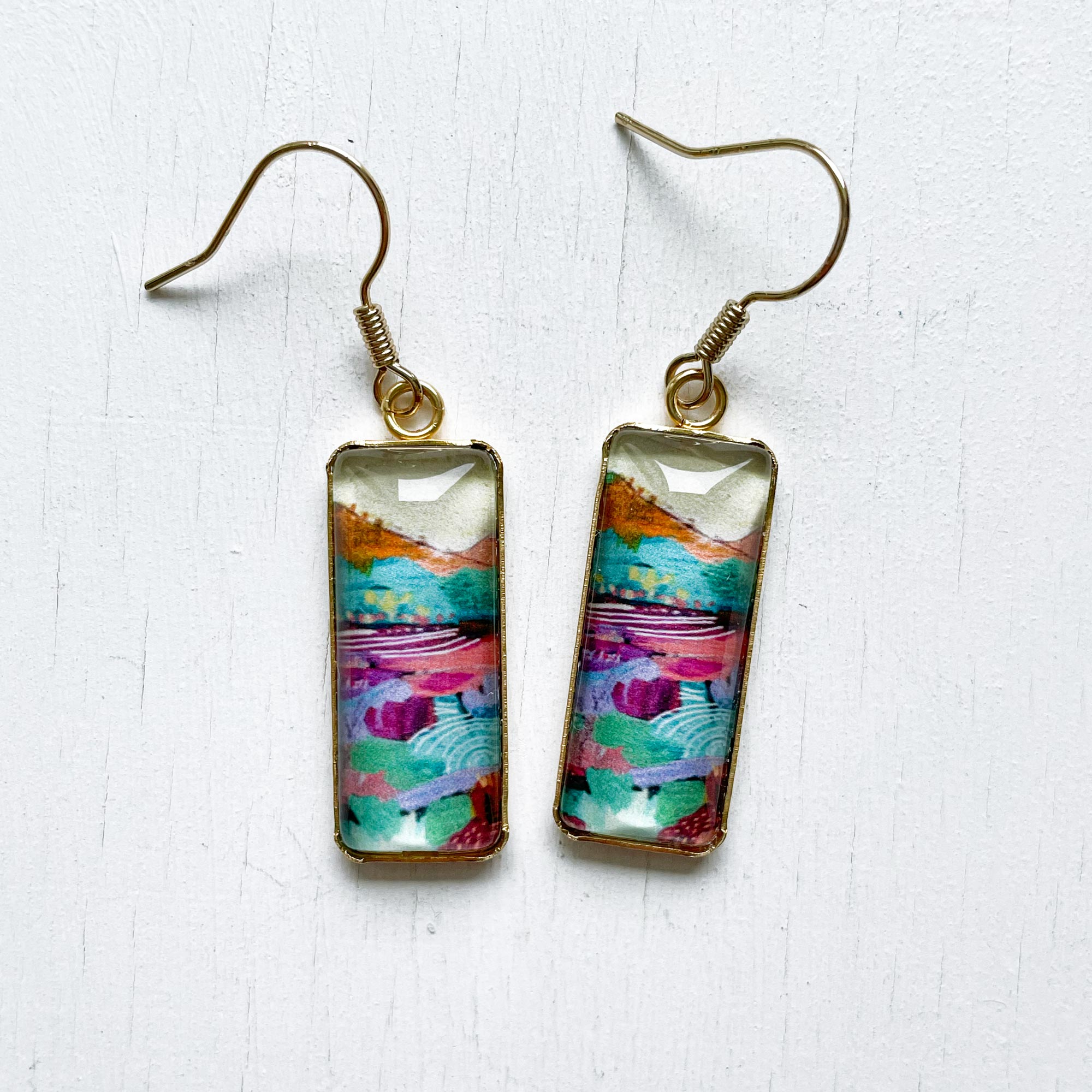 Quilted Mountains Bar Earrings