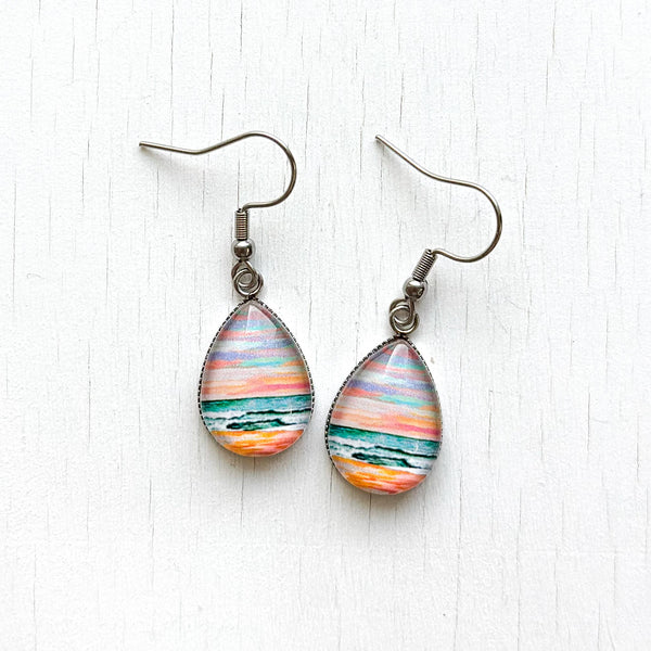 Rainbow Seascape IV - Stainless Steel Earrings
