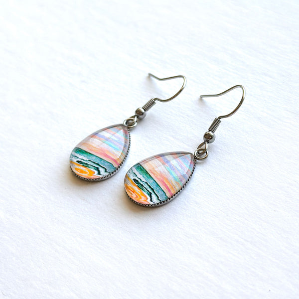 Rainbow Seascape IV - Stainless Steel Earrings
