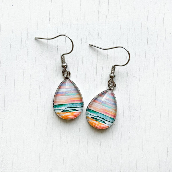 Rainbow Seascape IV - Stainless Steel Earrings