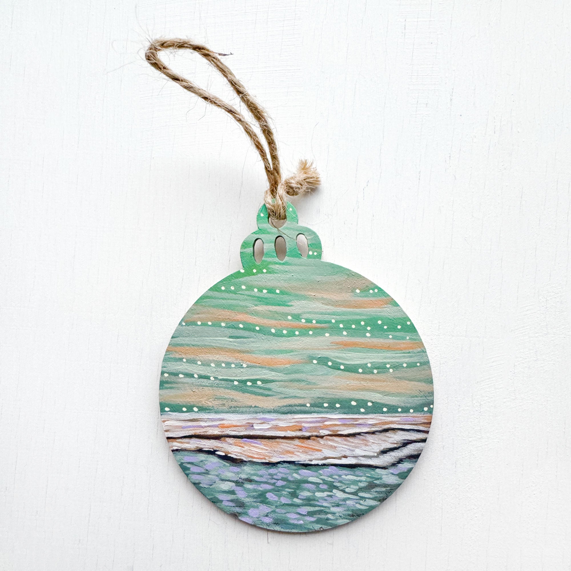 Sky in Greens - Hand-Painted Christmas Ornament