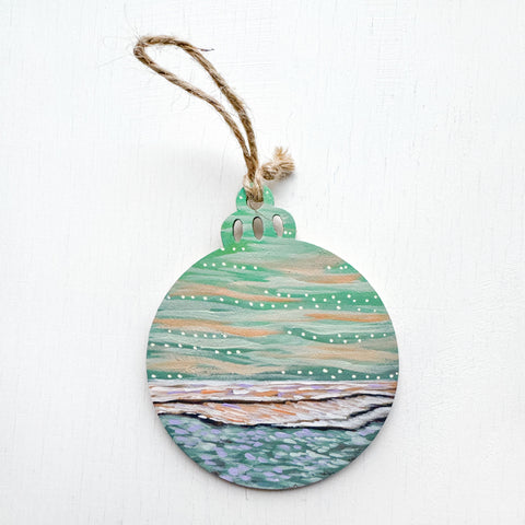 Sky in Greens - Hand-Painted Christmas Ornament