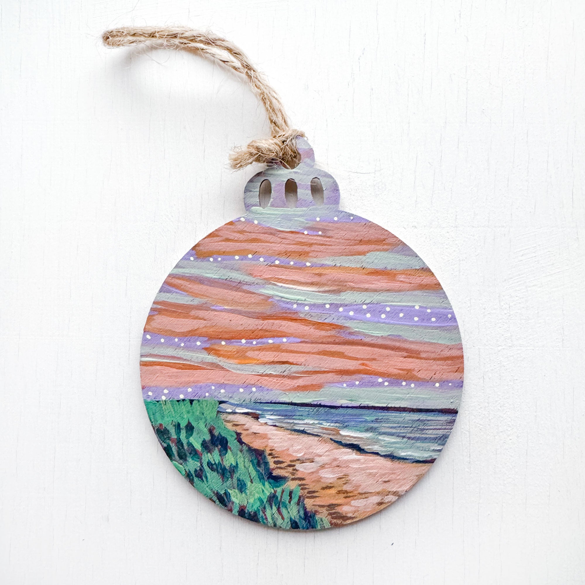 Sky in Pinks II - Hand-Painted Christmas Ornament