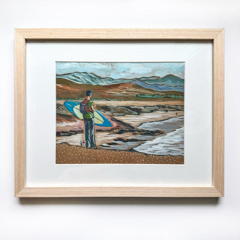 Surfer in a Strange Land - Framed Original Painting