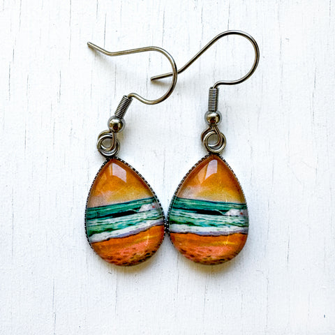 Vintage Seascape - Stainless Steel Earrings