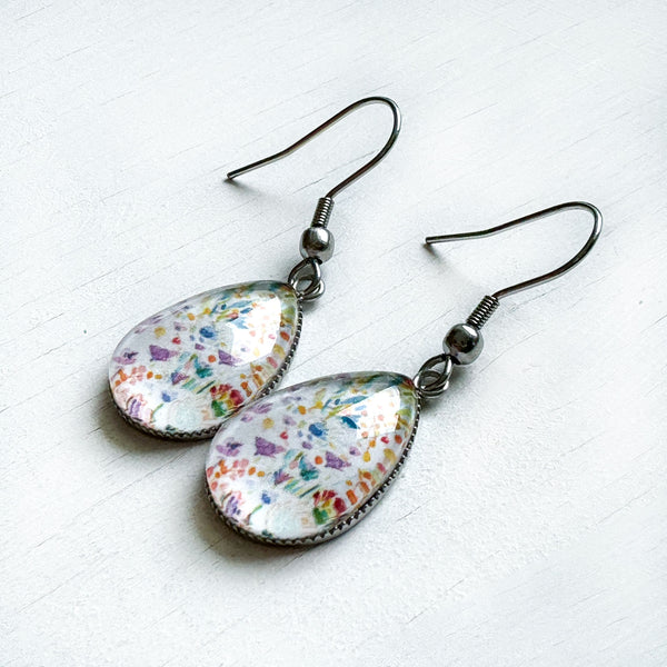 Watercolor Flowers - Stainless Steel Earrings