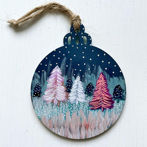 Winter Forest II - Hand-Painted Christmas Ornament