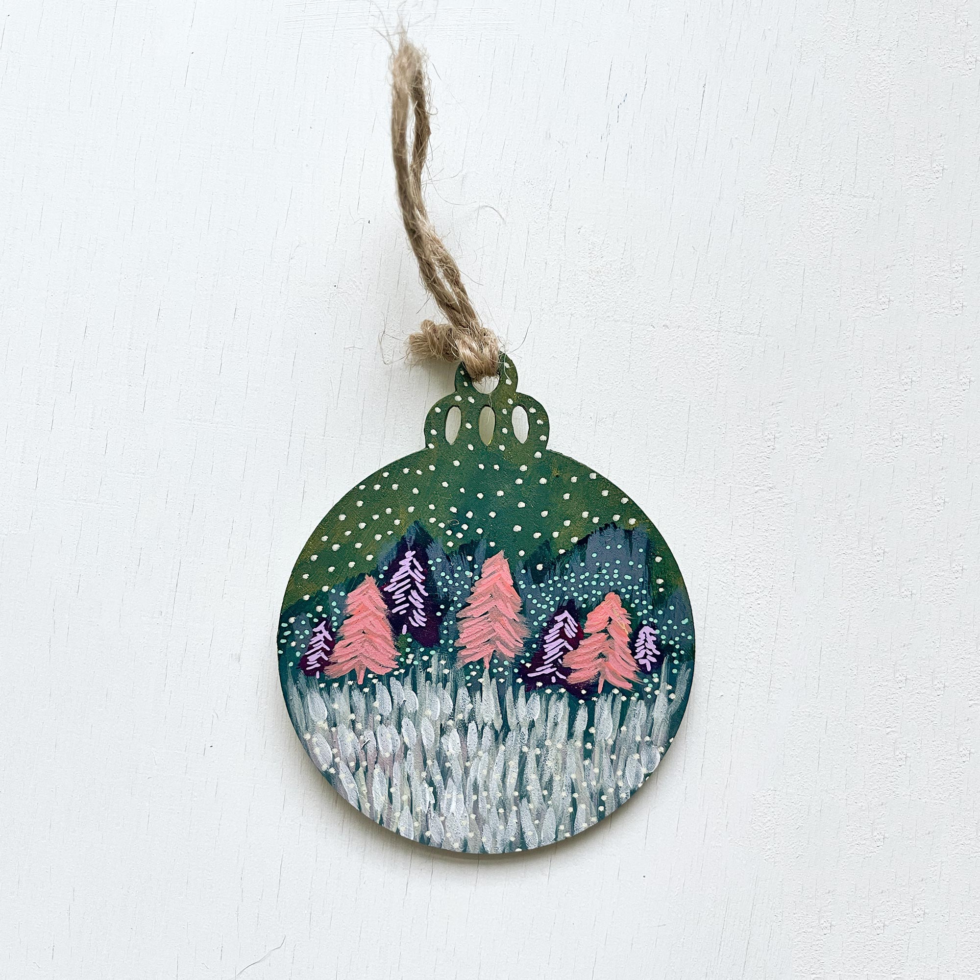 Winter Forest I - Hand-Painted Christmas Ornament