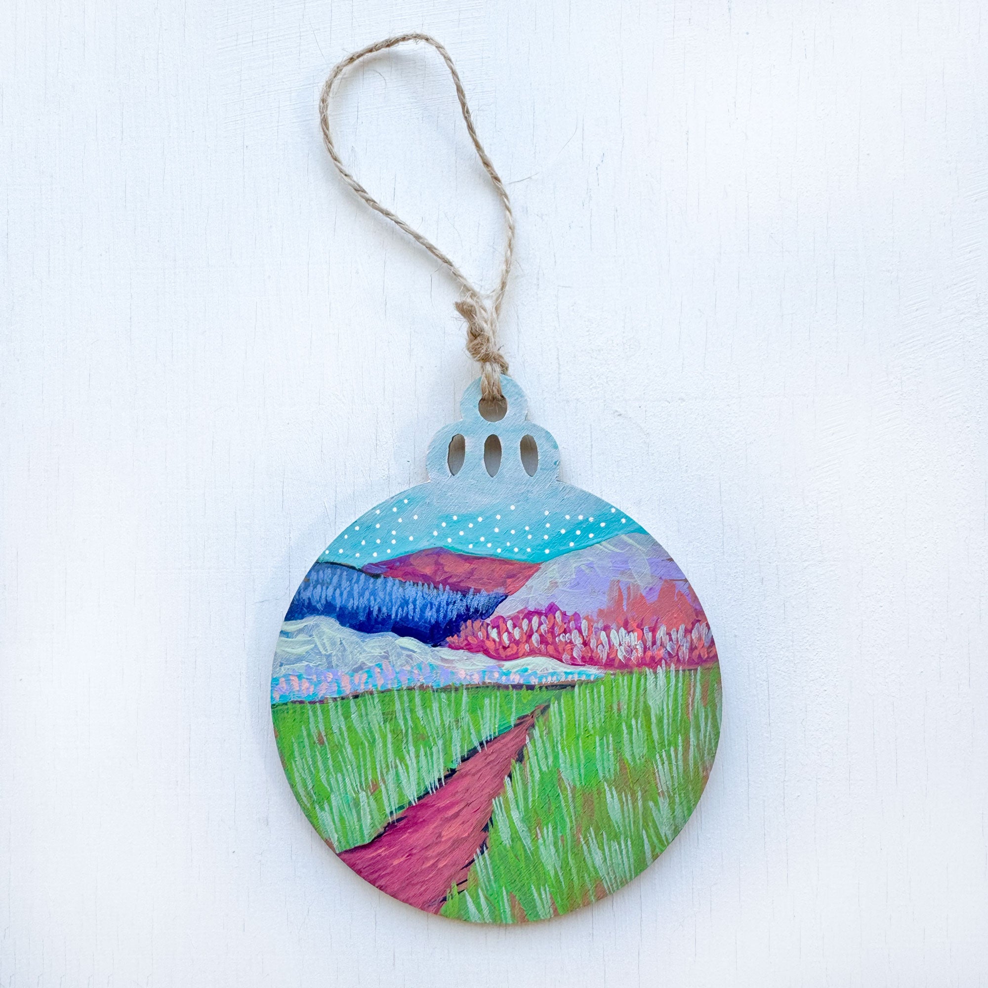 Winter Mountains - Hand-Painted Christmas Ornament