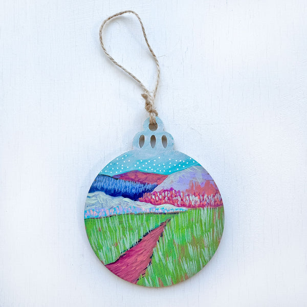 Winter Mountains - Hand-Painted Christmas Ornament