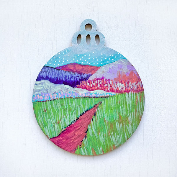 Winter Mountains - Hand-Painted Christmas Ornament