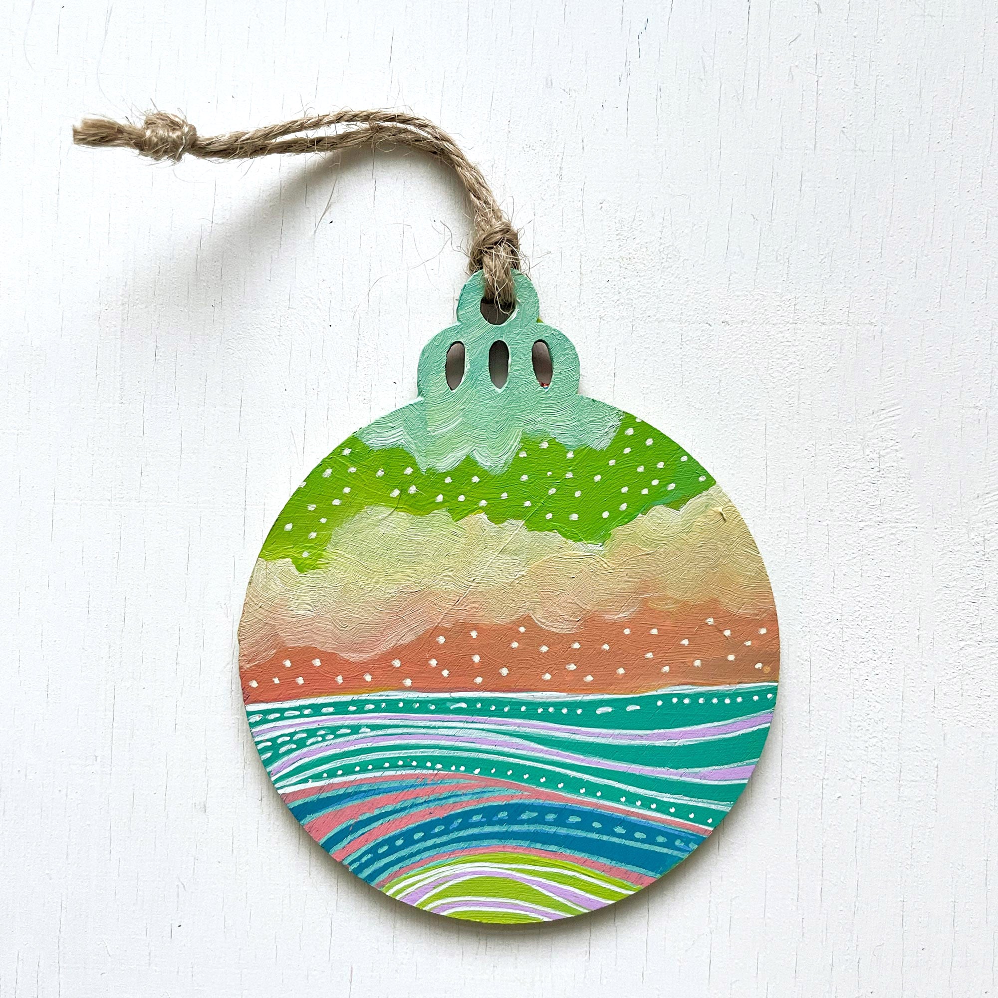 Winter Seascape II - Hand-Painted Christmas Ornament