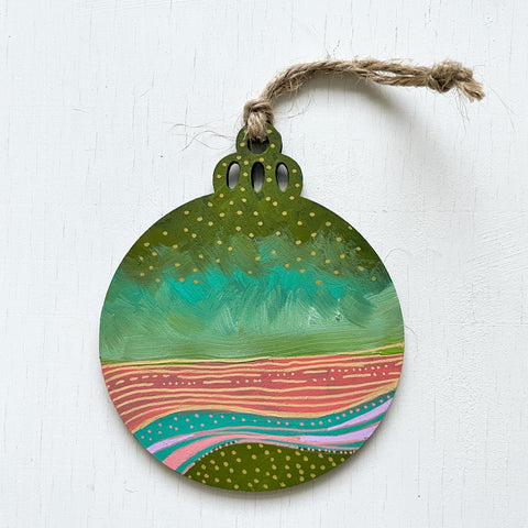 Winter Seascape I - Hand-Painted Christmas Ornament