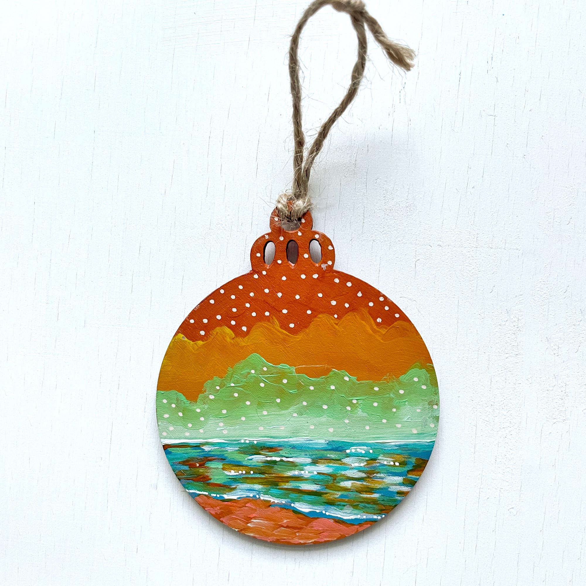 Winter Seascape VII - Hand-Painted Christmas Ornament