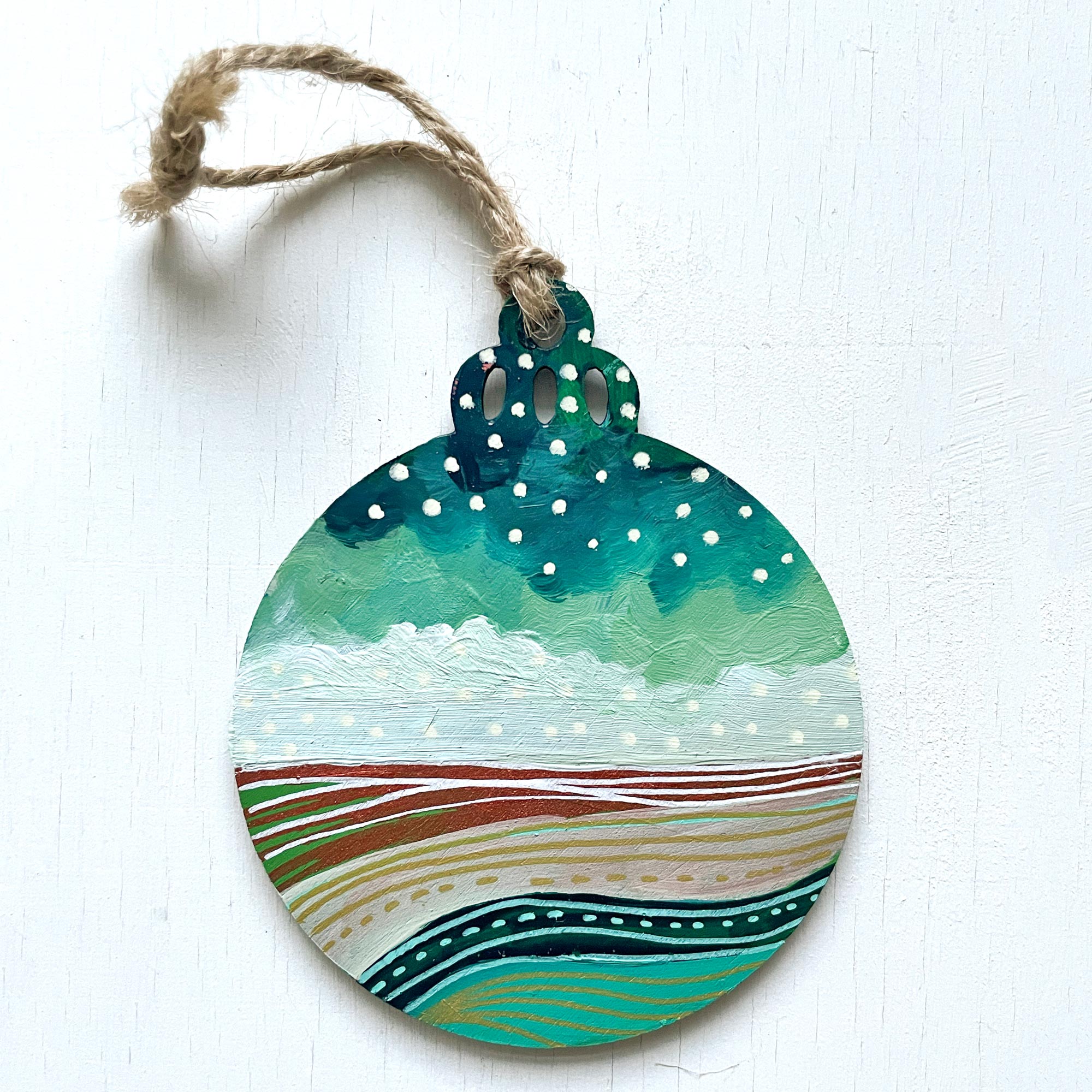 Winter Seascape V - Hand-Painted Christmas Ornament