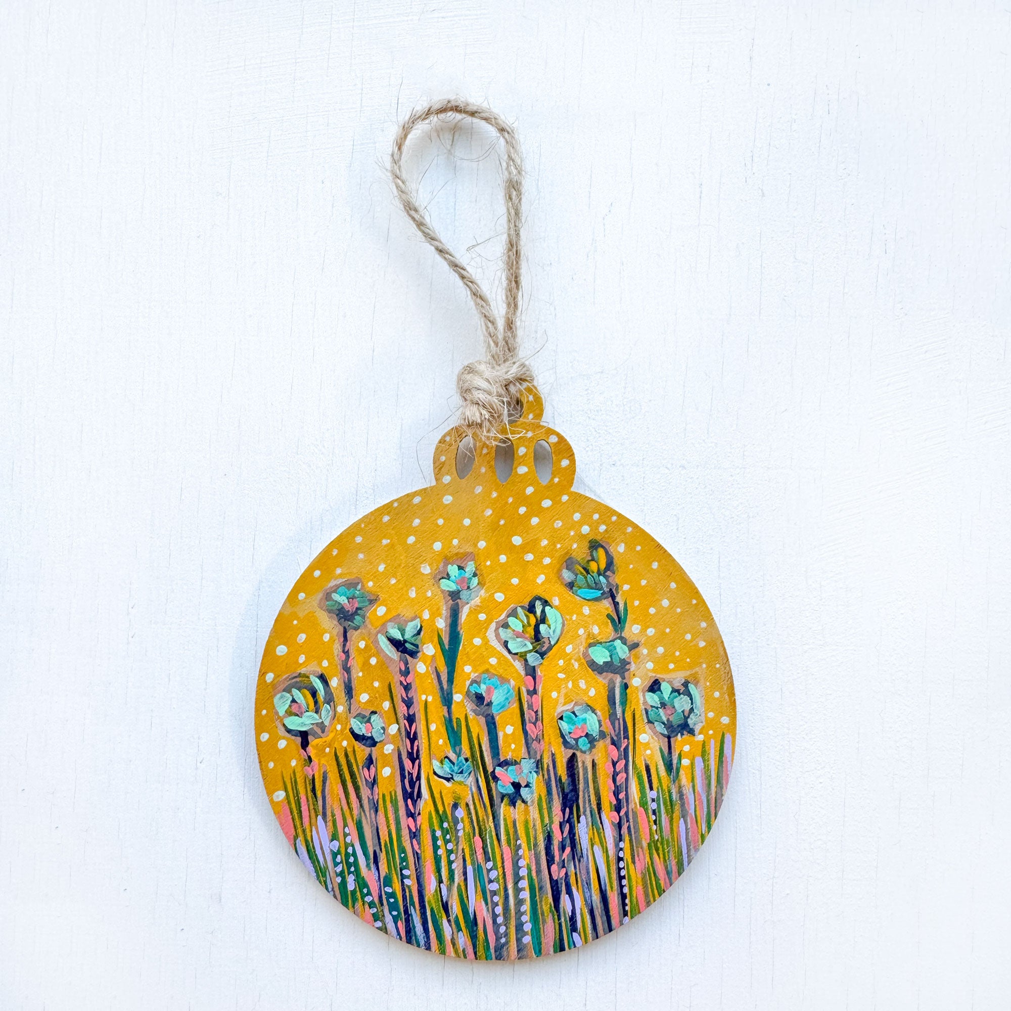 Yellow Garden - Hand-Painted Christmas Ornament