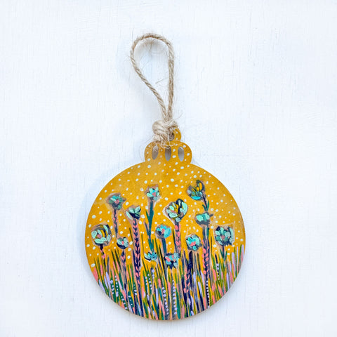 Yellow Garden - Hand-Painted Christmas Ornament