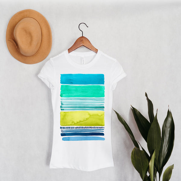 Watercolor Lines **SLIM FIT** Bella+Canvas Long Body T-Shirt