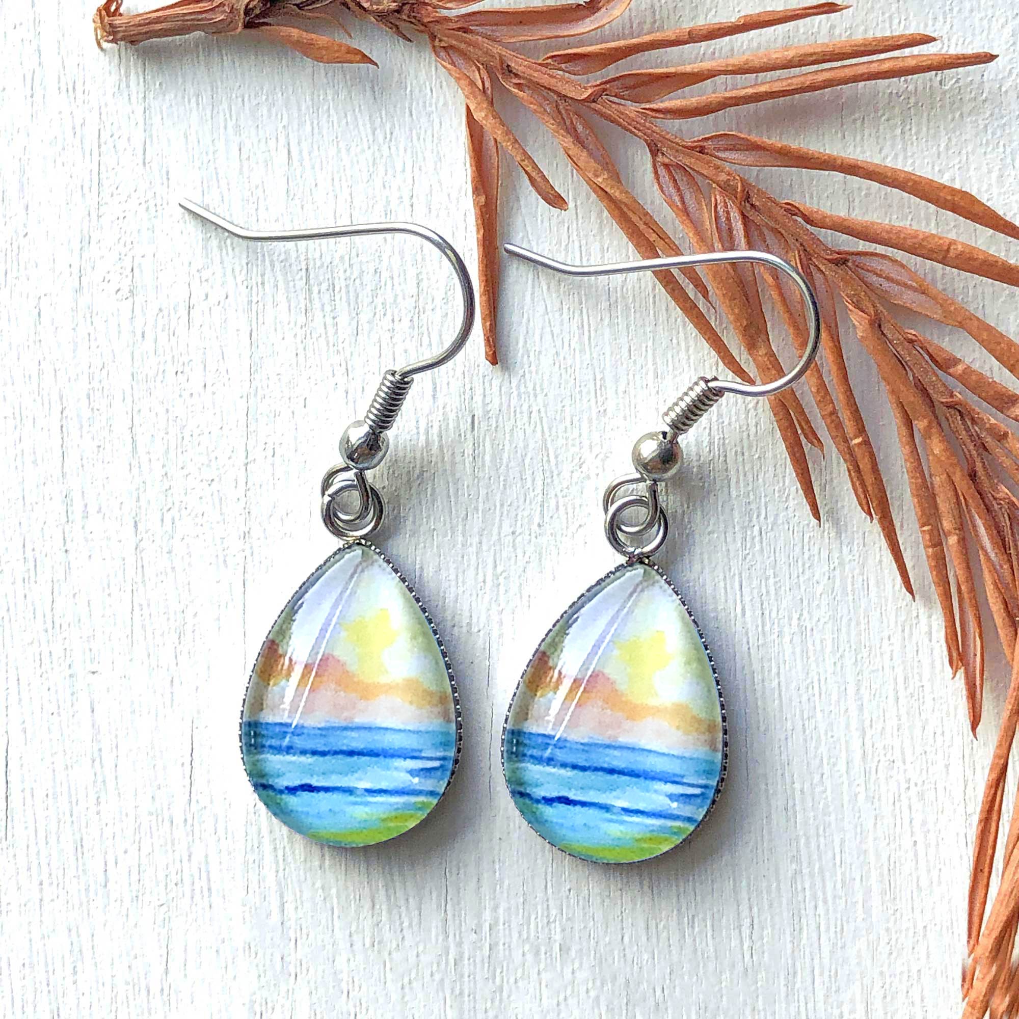 Abstract Seascape I - Stainless Steel Earrings