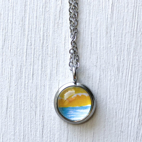 Dainty Necklace - Abstract Watercolor Seascape VI