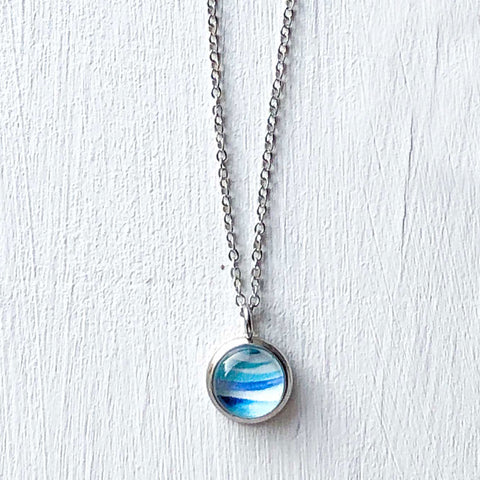 Dainty Necklace - Abstract Seascape Circle